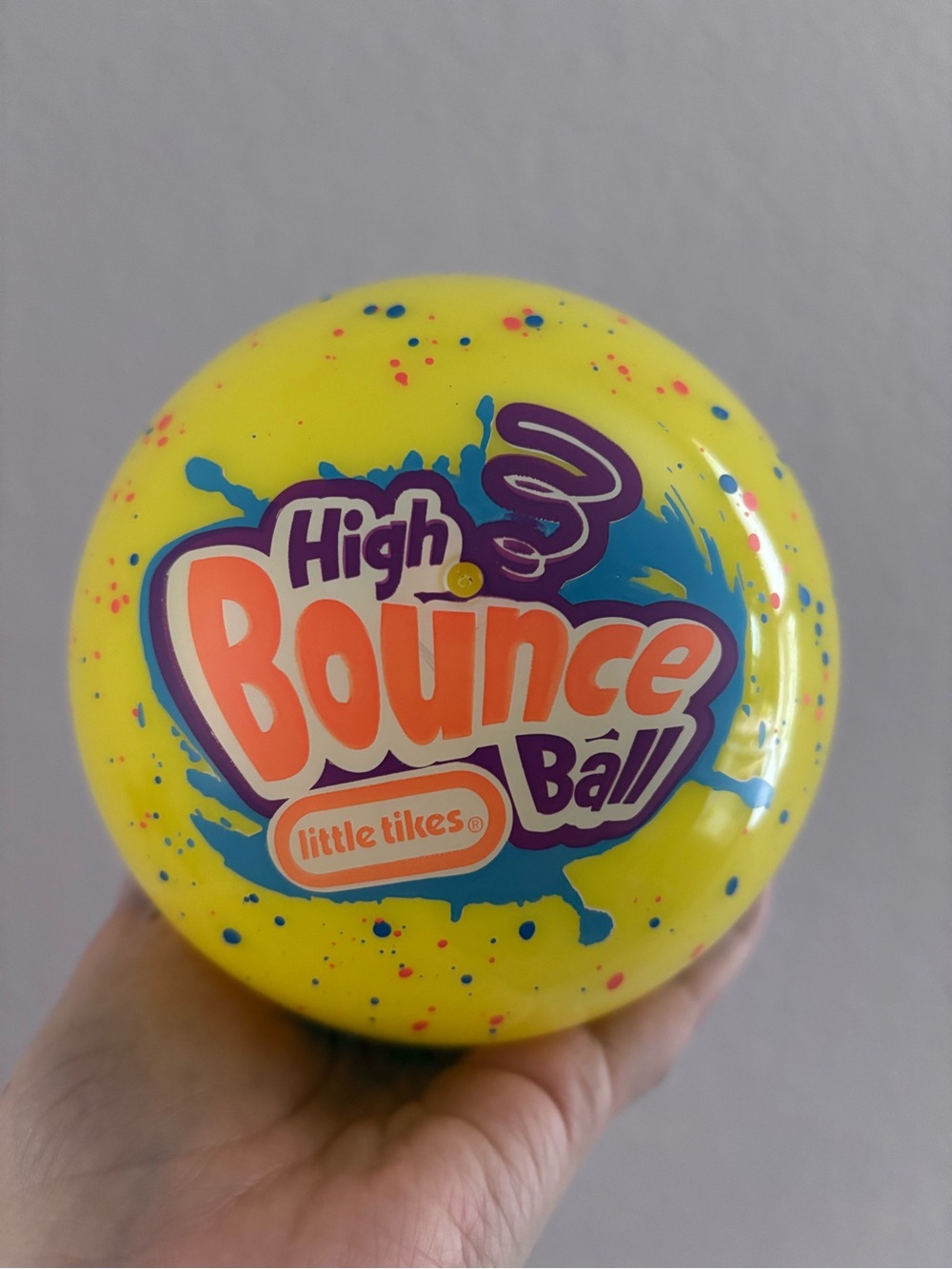 Little Tikes High Bounce Ball - Bright Yellow and Blue with Paint Splatter